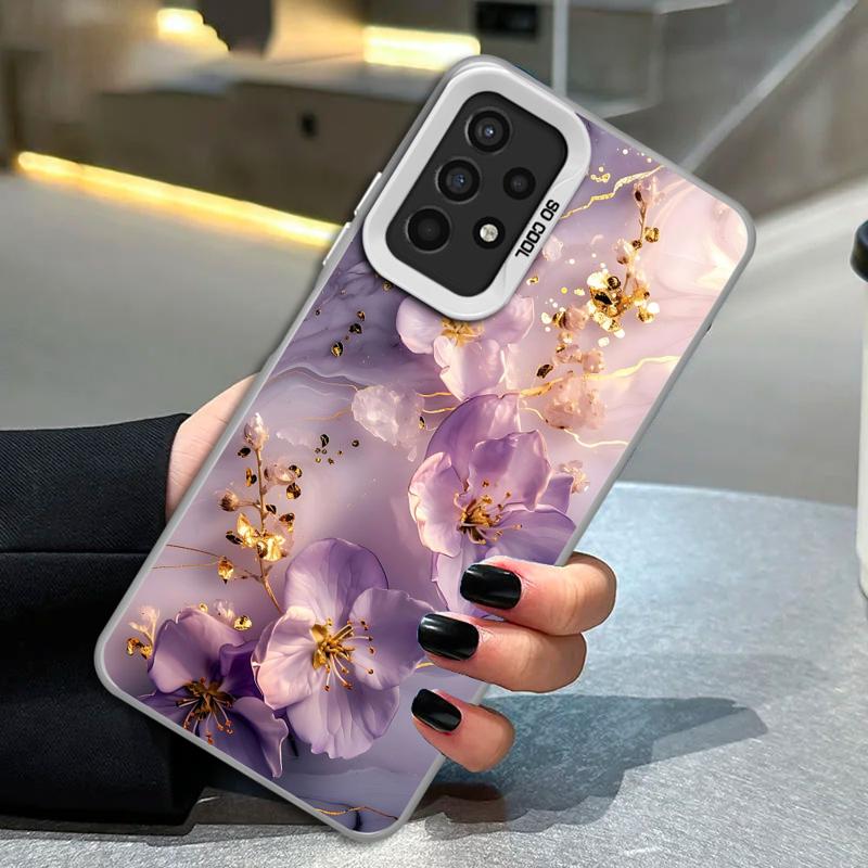Phone Case for Samsung Galaxy A35 A34 A33 A32 A24 A23 A22 A14 A13 A12 5G Silicone Soft Shell Flower Marble Cover