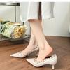 Fashion Women Lace Patent Pointed Toe Studded Stilettos Dress Shoes Breathable Comfortable Versatile Heels