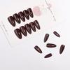 24Pcs/Set Mid-Length Almond Press On Nails Art Simple Wine Red Fake Nails Wearable Round Head Oval Full Cover False Nail Tips