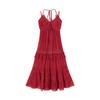 Xiangying French V-neck Sling Layered Cake Dress
