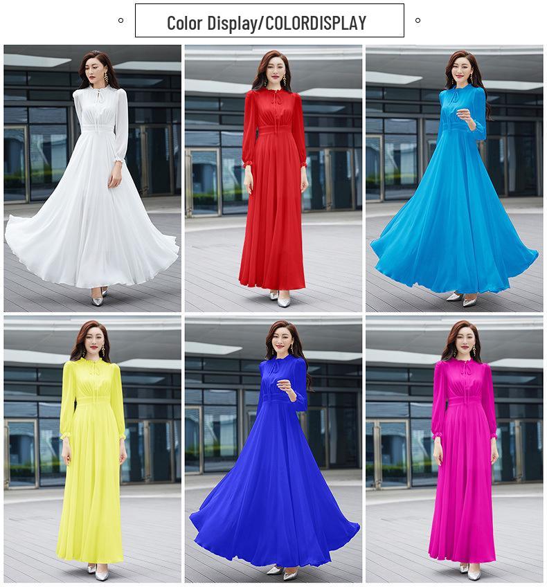White Flowing Chiffon Beach Dress with Large Hem Skirt - Summer Long Style for Women