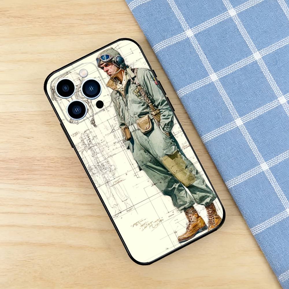 WW2 US Army Uniform Case For iPhone 17 16 Pro Plus Air 15 14 Max Mini E 12 11 Soft Shockproof Cover iPhone14