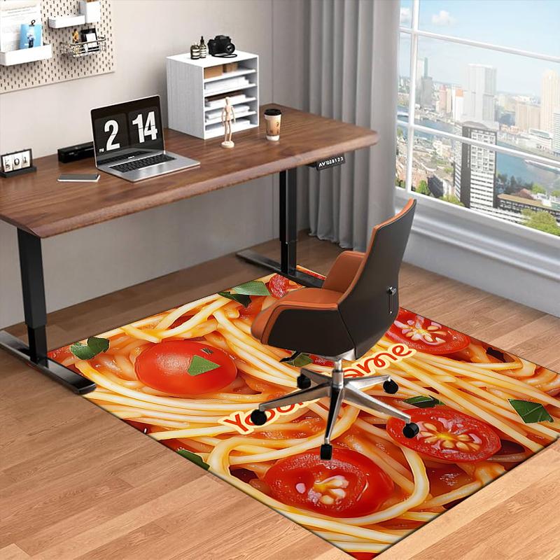 1PC Custom Name Spaghetti Cherry Tomato Sauce Theme Floor Mat Ideal for Living Room, Game Rooms, Office, Bedroom, Floor Mat Playful Design