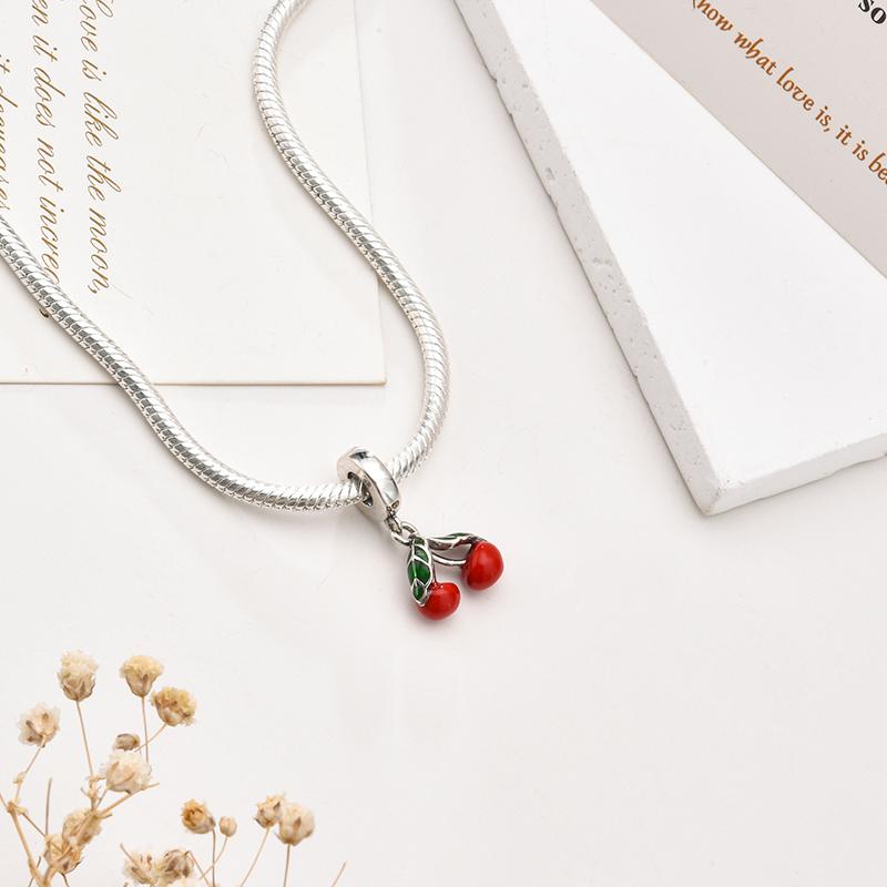 Red Cherry Apple Heart Charm Bead Charms Dangle European Authentic Snake Compatible With Copper Bracelets Necklaces Bead Charms Ideal For Diy Jeweller