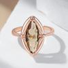 Wbmqda Geometric Brown Stone Ring For Women 585 Rose Gold Color 2025 Trendy Zircon Jewelry Accessories