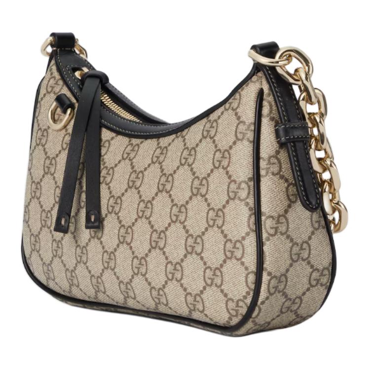 Gucci GG Emblem Double G All Over Print Design GG Coated Fabric Shoulder Bag Small Women Shoulder Bag Beige Dark-Brown 847447-FAD6L-9741