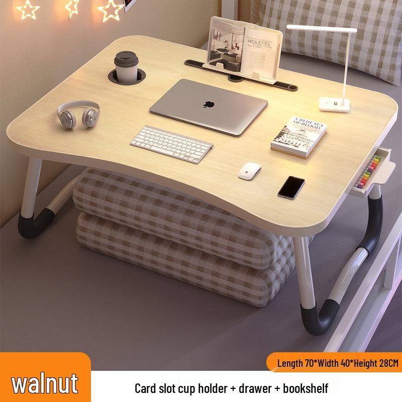 Folding Bedside Desk/Table for Laptop & Study - Bay Window, Bedroom, or Pit Use with Large Brackets