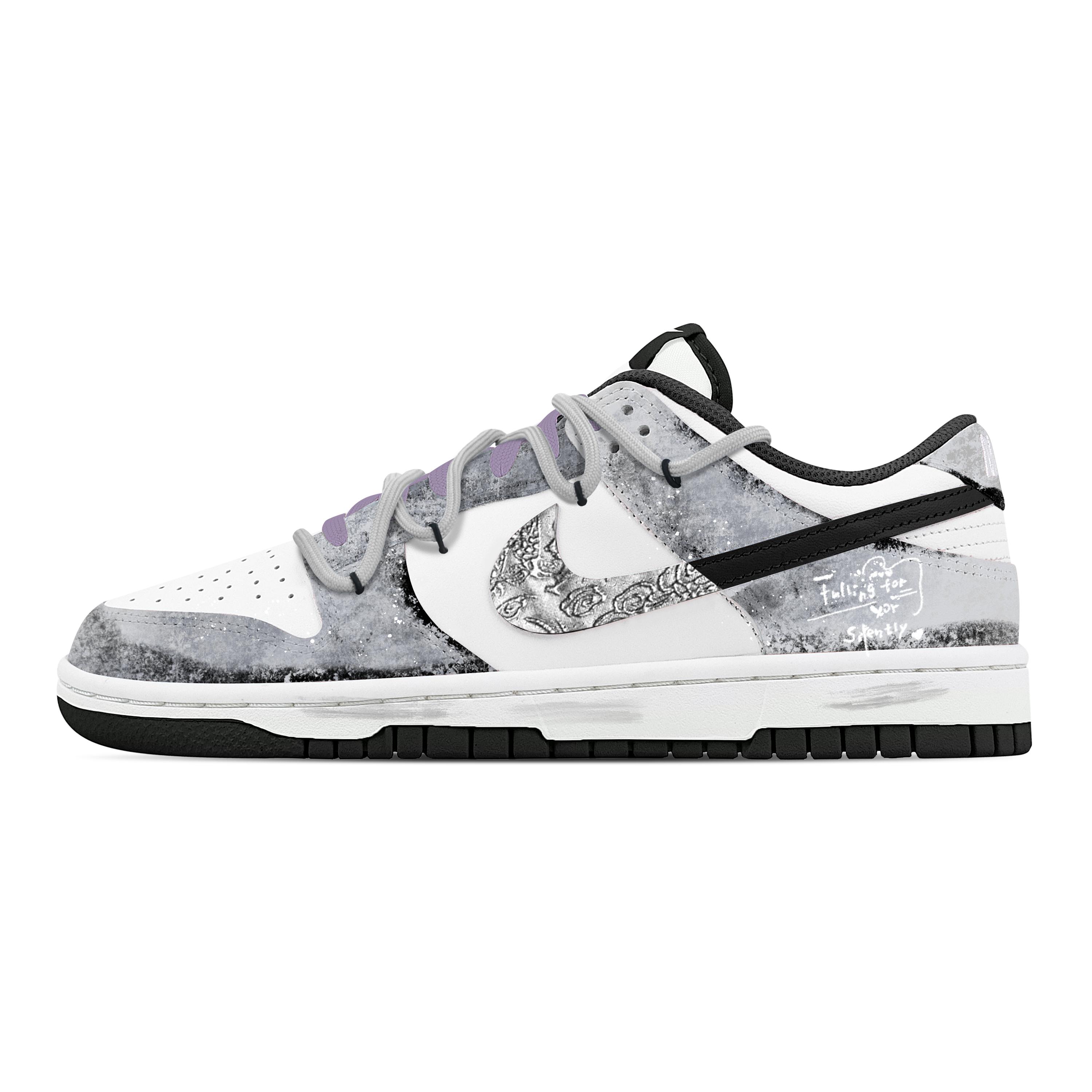 

Nike Dunk Stealthy Fall Synthetic Leather Abrasion Resistant Slip Resistant Low top Skateboard Shoes Unisex Gray White HF5441-100(Team529-1) 42.5