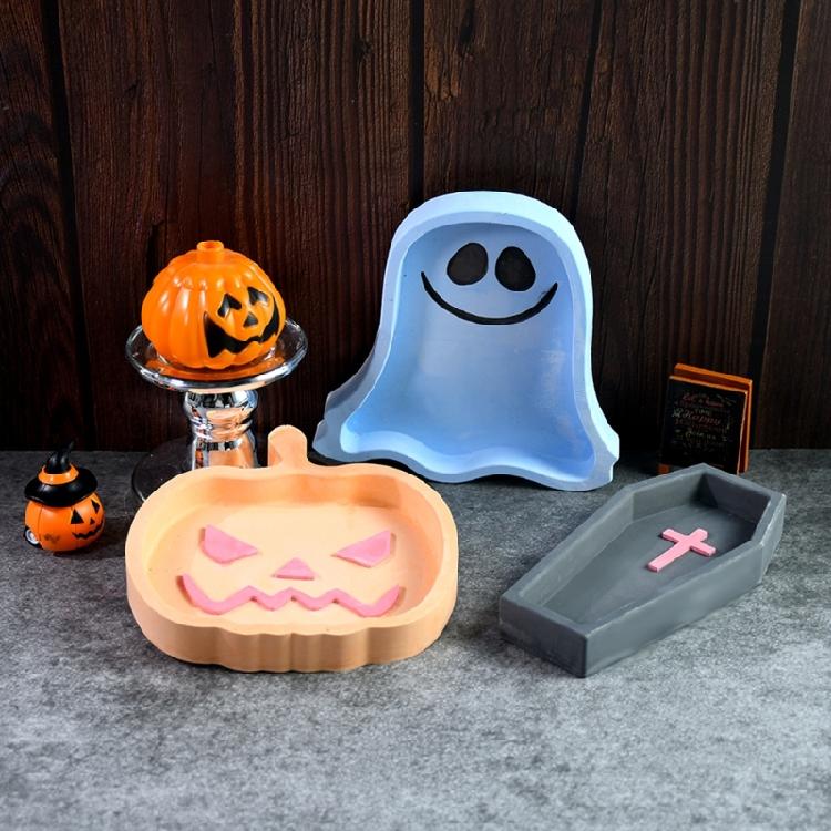 Silicone Mold Tray Nonstick Resin Crafting Moulds Halloween Series Plate Moulds Home Decors Molds Silicone Texture