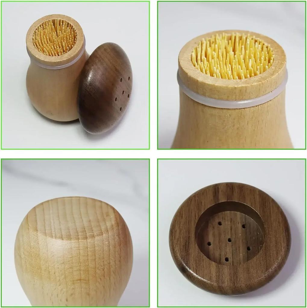 Creative Wooden Toothpick Holder Household Toothpick Box Walnut Double Cute Mushroom Practical Toothpick Jar Toothpick Dispenser