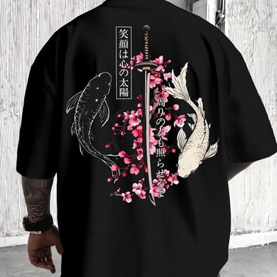 Japanischer Kirschblüten-Print Baumwolle Herren Damen T-Shirt Sommer Herbst Täglich Outdoor Sport Lässig Locker Straße Kurzarm