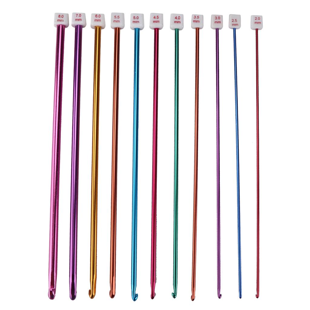 Häkelnadeln 2,0 mm - 8,0 mm Mehrfarbiges Aluminium Afghanistan Häkelnadel-Set für Anfänger Strickliebhaber