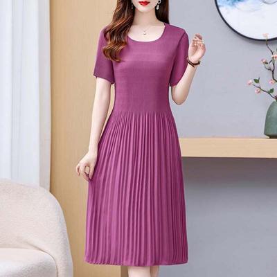 Elegante Chiffon-Kleider für Damen in Übergröße, schmale Kurzarm-Kleider, lange Vintage-Kleider, weibliche Sommerkleidung