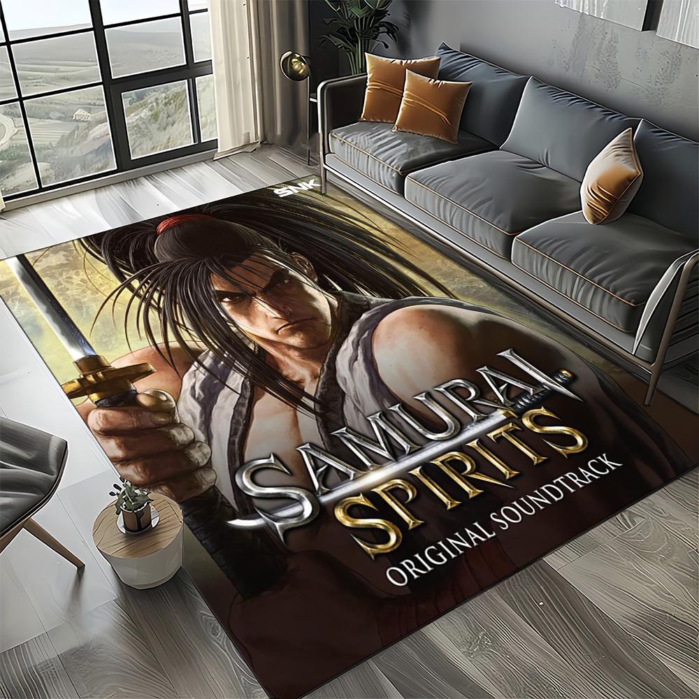 Retro Game Samurai Spirits Shodown Haohmaru Cartoon Carpet Rug for Living Room Bedroom Home Sofa Decoration,Non-slip Floor Mat