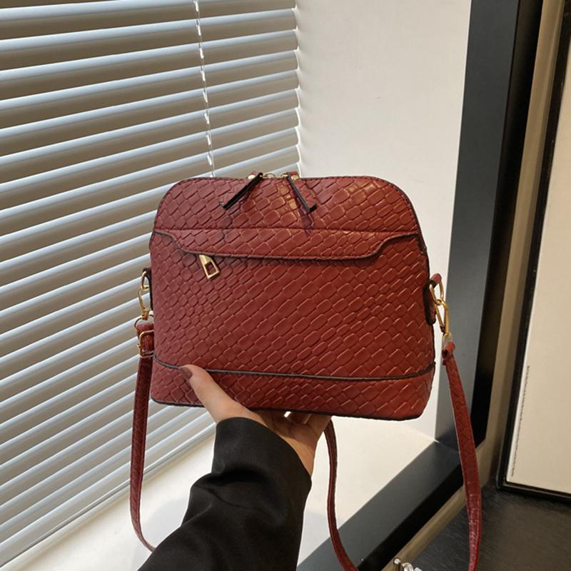 Solid Color Woven Pattern Crossbody Bag Vintage Minimalist Large Capacity Shell Purse and Handbag For Women AVE