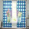 Flower Lavender Plaid Tulle Curtains Balcony Room Fashion Printed Sheer Curtain Living Room Window Modern Decor