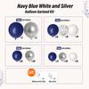 En Stock 132pcs Guirlande de Ballons Bleu Marine Blanc Ballons Confettis Métalliques Argentés pour Anniversaire Baby Shower Mariage