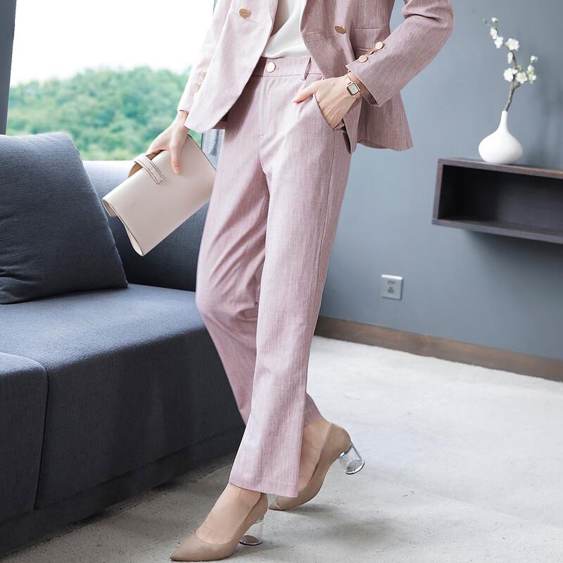 KAVON Women's Fashion Straight-Leg Slit Hem Casual Pants