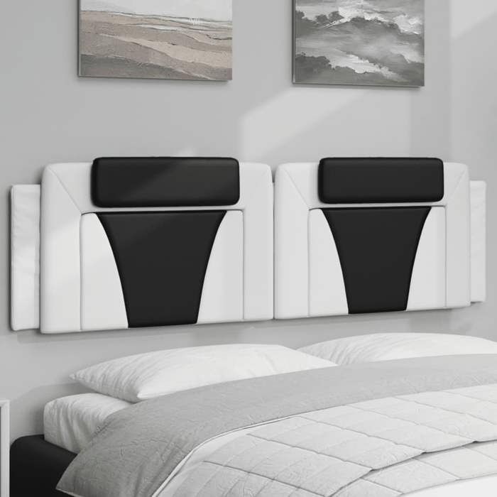 VidaXL Coussin de tête de lit blanc et noir 180 cm similicuir 374810