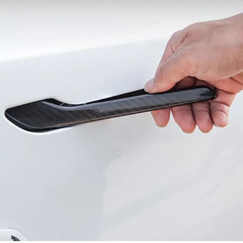 Real Carbon Fiber Door Handle Sticker for Tesla Model 3/Y/3+ Model Y Launch 2017-2025 Door Handle Protector Cover Accessories