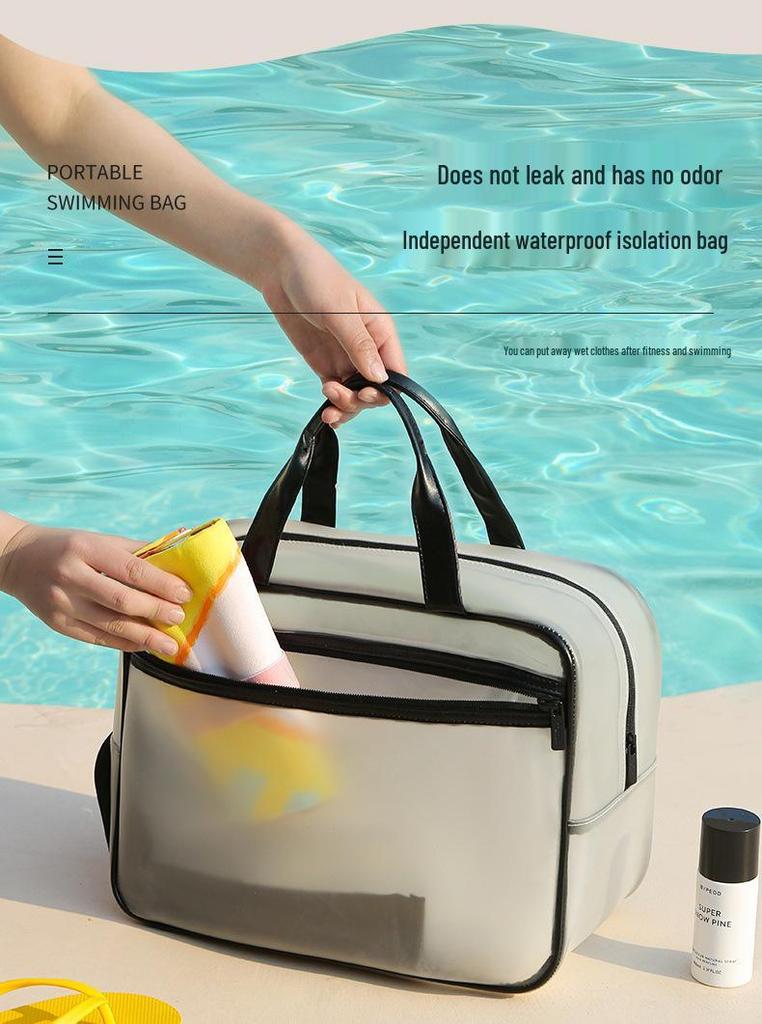 Transparent Waterproof Toiletry Bag - Large Capacity for Men, Wet/Dry Separation, Swimsuit Storage, Portable Travel Organizer