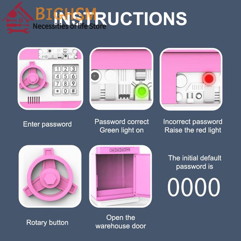 *Electronic Piggy Bank Automatic Mini Safe Coins Cash Saving Money Box Password Counter Code Key Lock Coin Bank ATM Child Gift