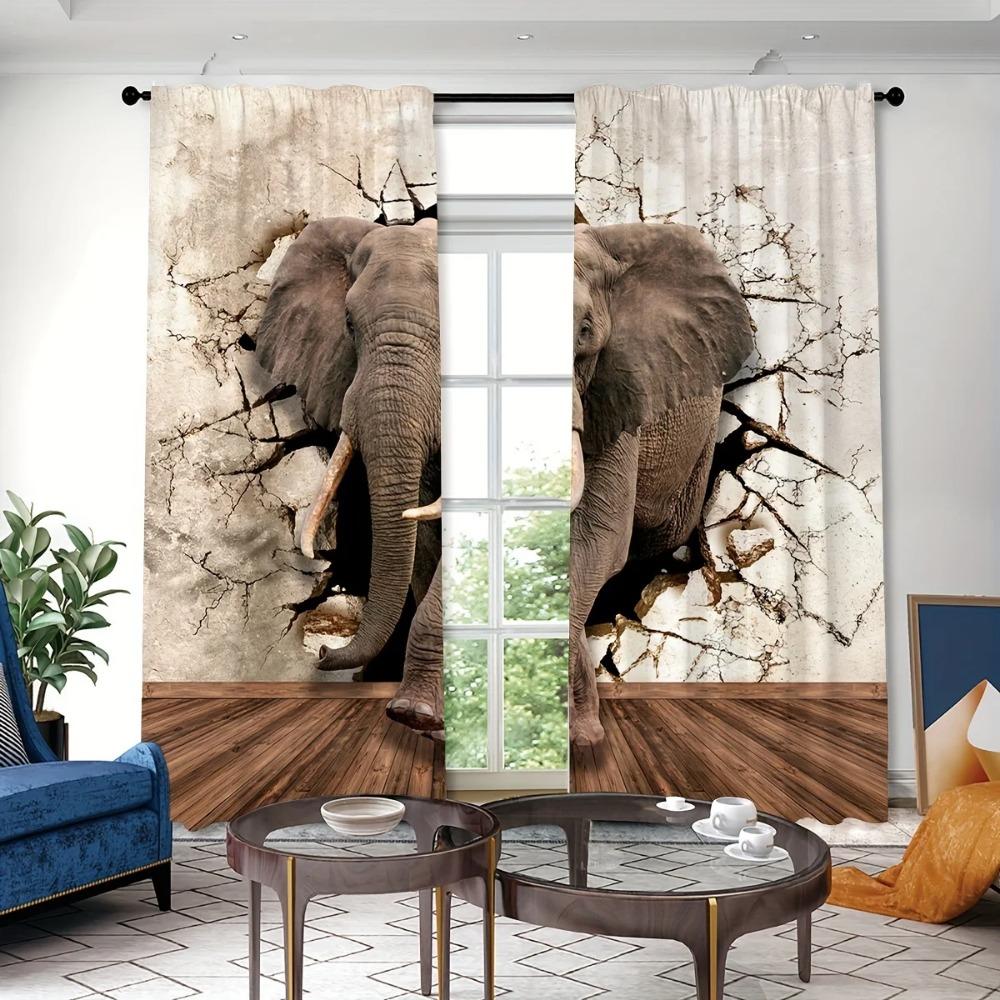 Tier-Muster Design Elefanten-Muster Design 3D Vorhangstangen-Taschen-Stil Tasche Dekorative Fenstergardinen Fensterdekorationen Ideal für Ideal für