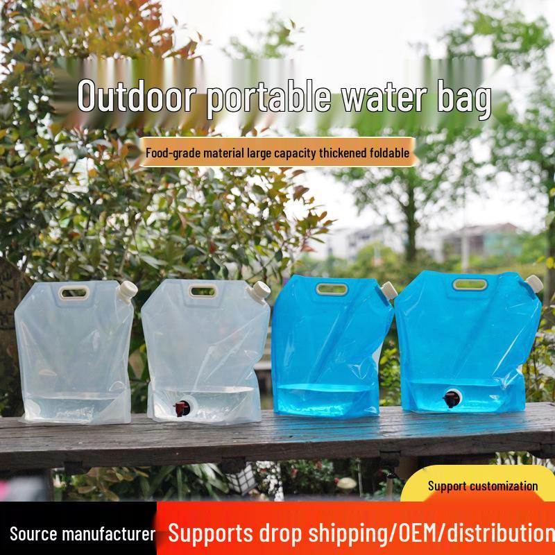 Large-Capacity Portable Folding Water Bag with Handle for Outdoor Sports - Ideal for Camping, Hiking, and Mountaineering.