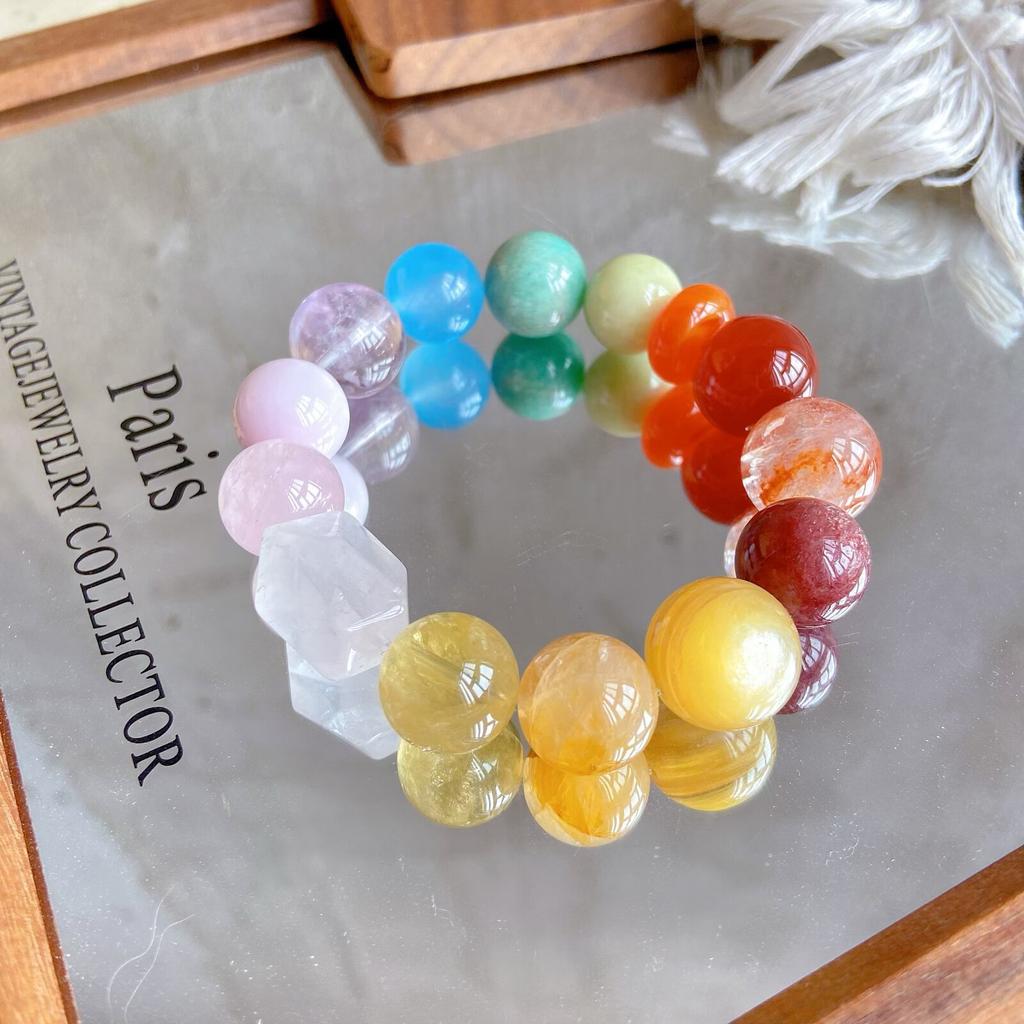Natural White Pink Crystal Purple Beads Mixed Bracelet Designer Style DIY Beads Bracelet