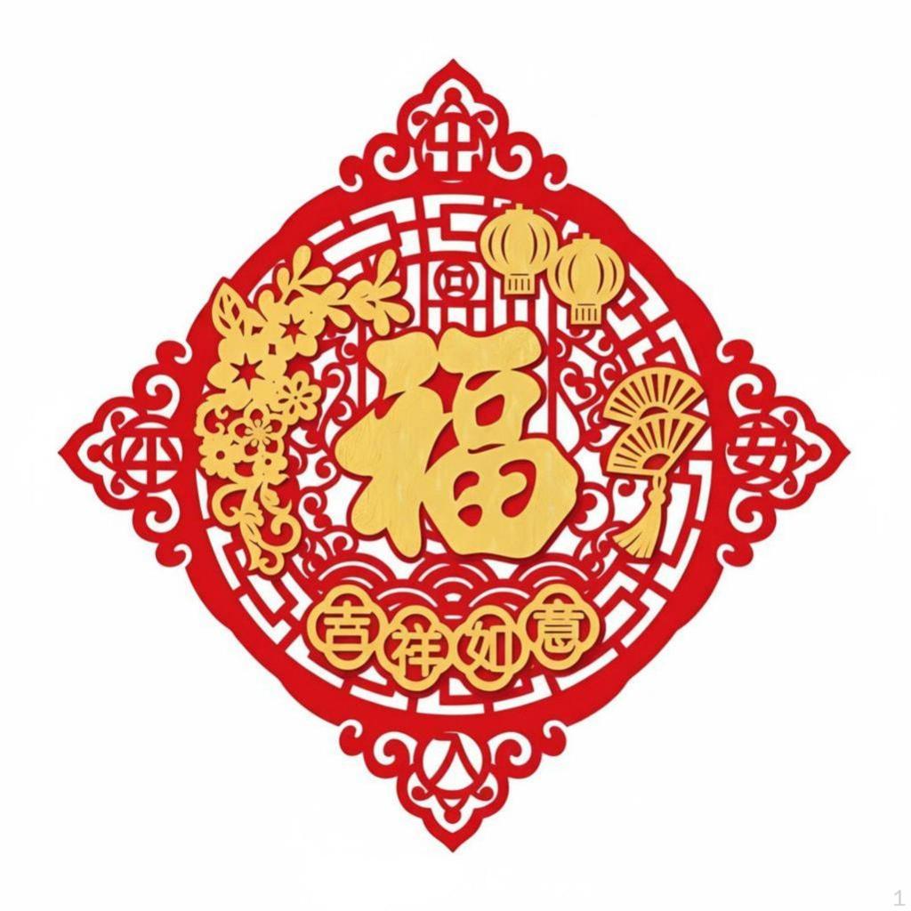Fu Character Sticker, Flocking Fabric, Door Decor, Housewarming, Festive,