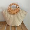 Borse Estive in Rattan e Paglia con Manico Rotondo Grande Capacità Stile Boemo Borse da Viaggio da Donna Intrecciate Grandi Borse a Spalla da Spiaggia Borse Intrecciate
