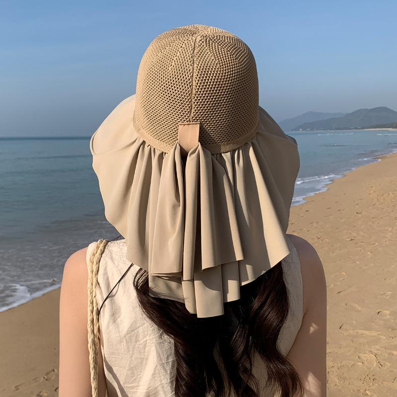 Summer New Hat Women's Summer Travel Sun Protection Sun Hat Casual Versatile Face Protection Sun Hat Ice Silk Shawl Hat