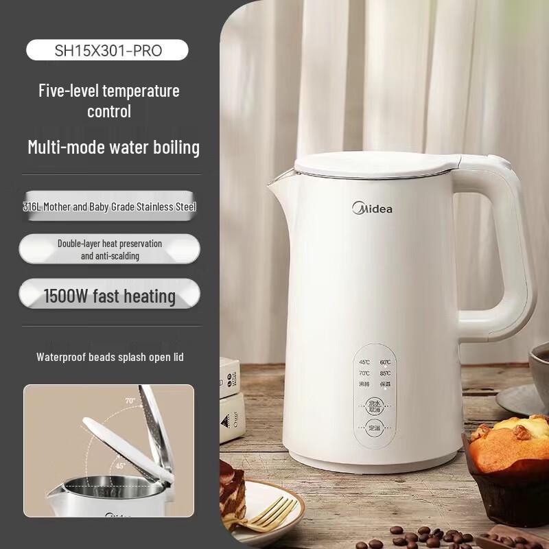 

Электрический чайник Midea SH15X301-PRO: Постоянная температура, Изолированный, Полностью автоматический для кипячения воды и чая.