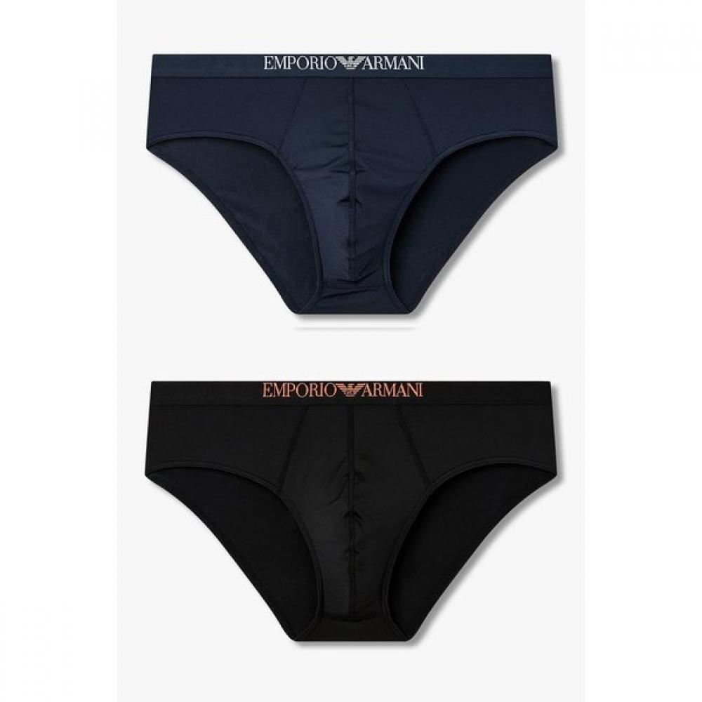 

Emporio Armani Men S gloSSy Center Color Block Logo briefS 2 Piece Set 081611100 XL(110)