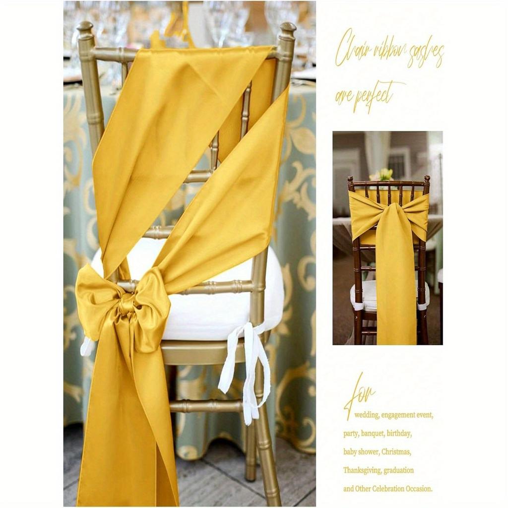 Pink Satin Chair Bow Sashes Wedding Chair Ribbon Bow Silk Chair Knot Ties for Reception Restaurant Event Banquet Party Hotel Decorations