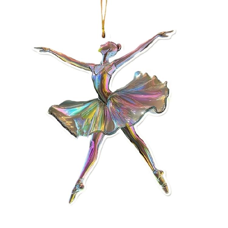 Set Of 5 Ballet Dancer 2D Ornament Acrylic Pendants Christmas Tree Decoration Handmade Jewelry for Dance Enthusiasts