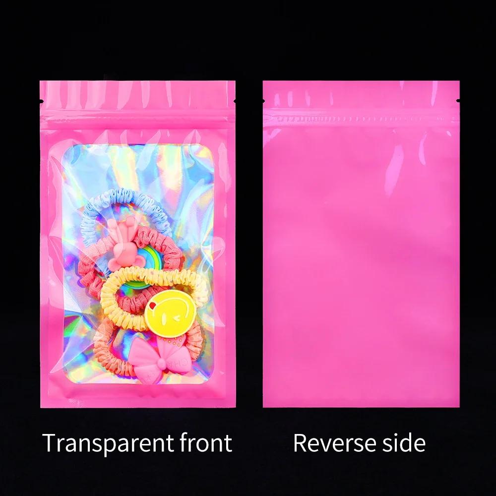 100pcs Color Holographic Sealing Ziplock Bags,Jewelry Necklaces Cosmetics Packaging Sachet,Packing Bags for Small Business
