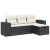 4 Piece Garden Sofa Set with Cushions Black Poly Rattan
