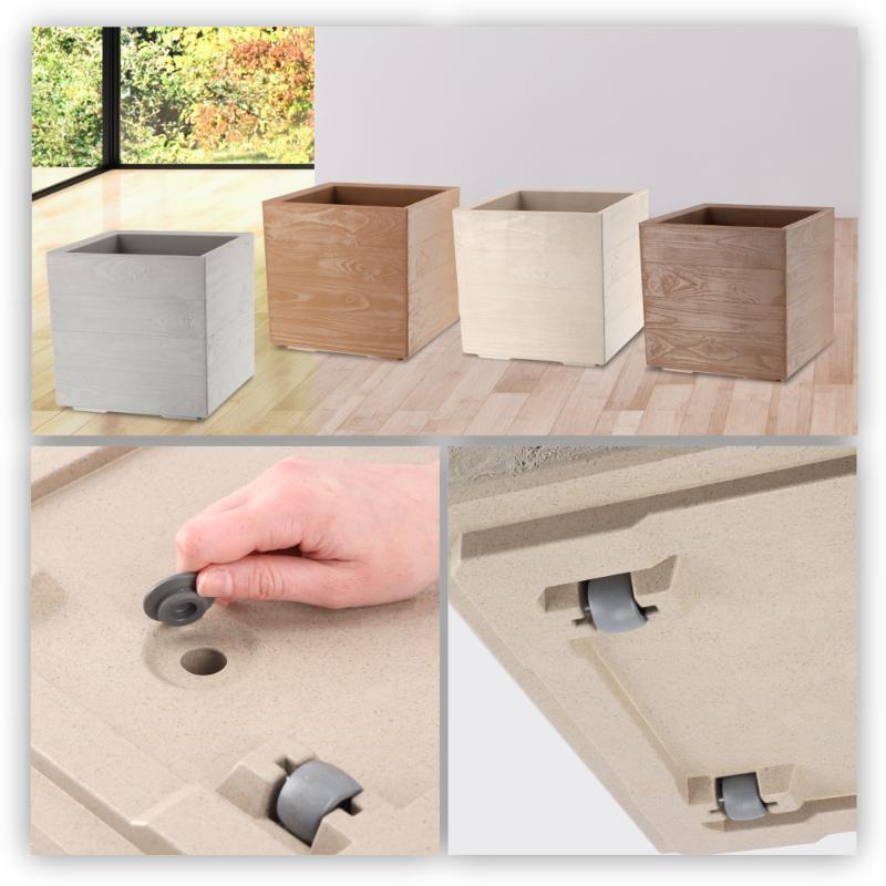 KADAX Flowerpot Flowerpot On Wheels Eco 40x40cm Light Brown
