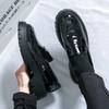 Fashion Retro Office Shoe Men Glossy Casual Shoes Breathable Leather Loafers Driving Moccasins Comfortable Slip On Black