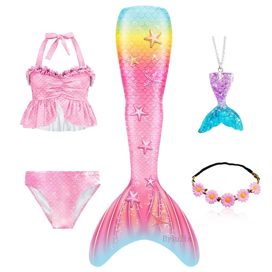 Filles Queue de Sirène Vêtements de Plage Piscine Maillot de Bain Le Costume de la Petite Sirène Bikini Cosplay Noël Anniversaire Maillot de Bain 110(3-4T)