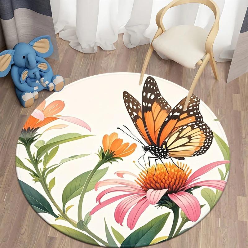 Modern Watercolor Round Painting Effect Non-Slip Art Rug Living Room Bohemian Bedroom Minimalist Decor Rug