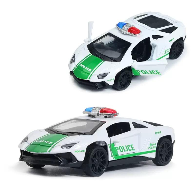 1:43 High-end Police Car Alloy Car Model Children's Car Toy Can Open the Door Pull Back Ornaments Collection Mini Car