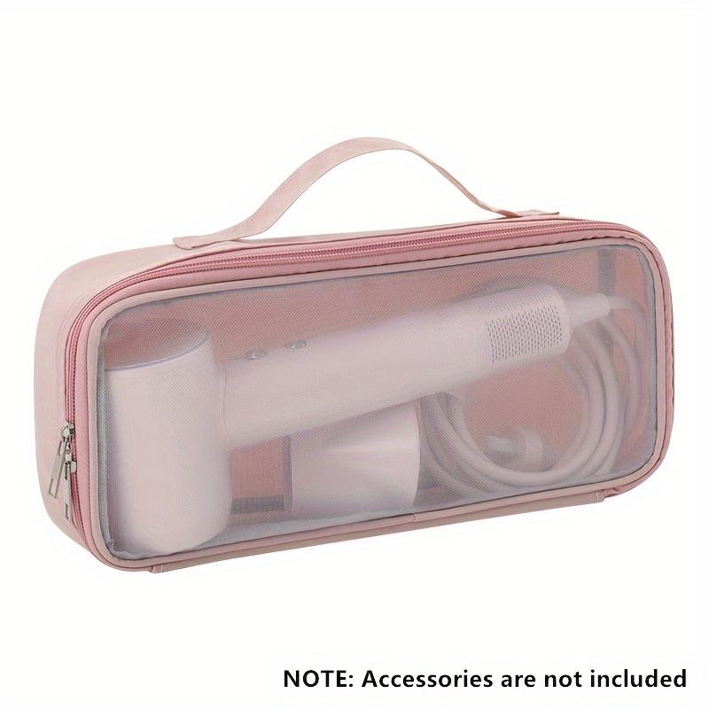 Portable Nylon Hair Dryer Travel Case - Hypoallergenic, Pink Storage Bag with Zipper and Handle, Ideal for Toiletries and Cosmetics Accessories