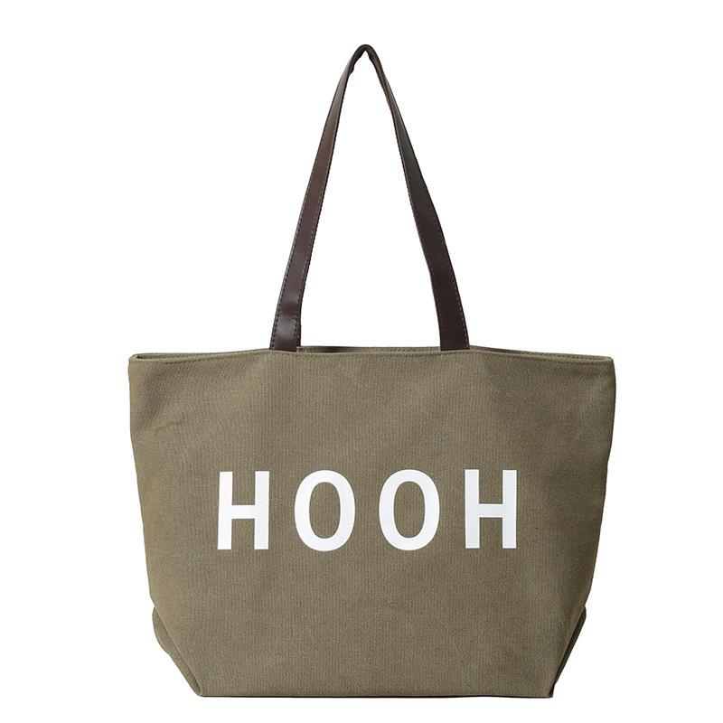 

Принтованная сумка новая высокотекстурная ретро повседневная сумка-тоут студенческая на плечо холщовая сумка one size fits all зелёный