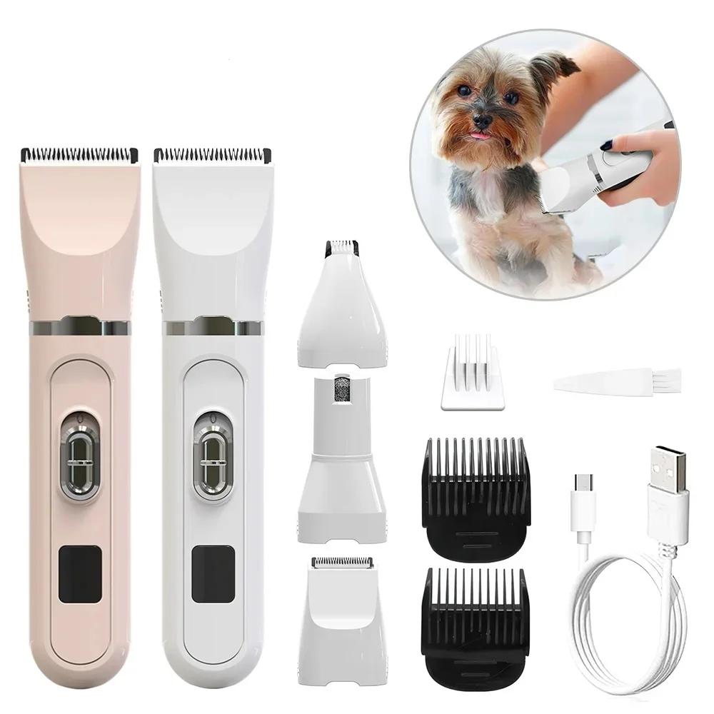 4-In-1 Pet Grooming Hair Shaver Low Noise Clippers Rechargeable Cordless Safe Dog Trimmer