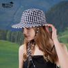 Spring and summer big brim outdoor hiking hat plaid strap bucket hat big head circumference sunshade sun protection hat children