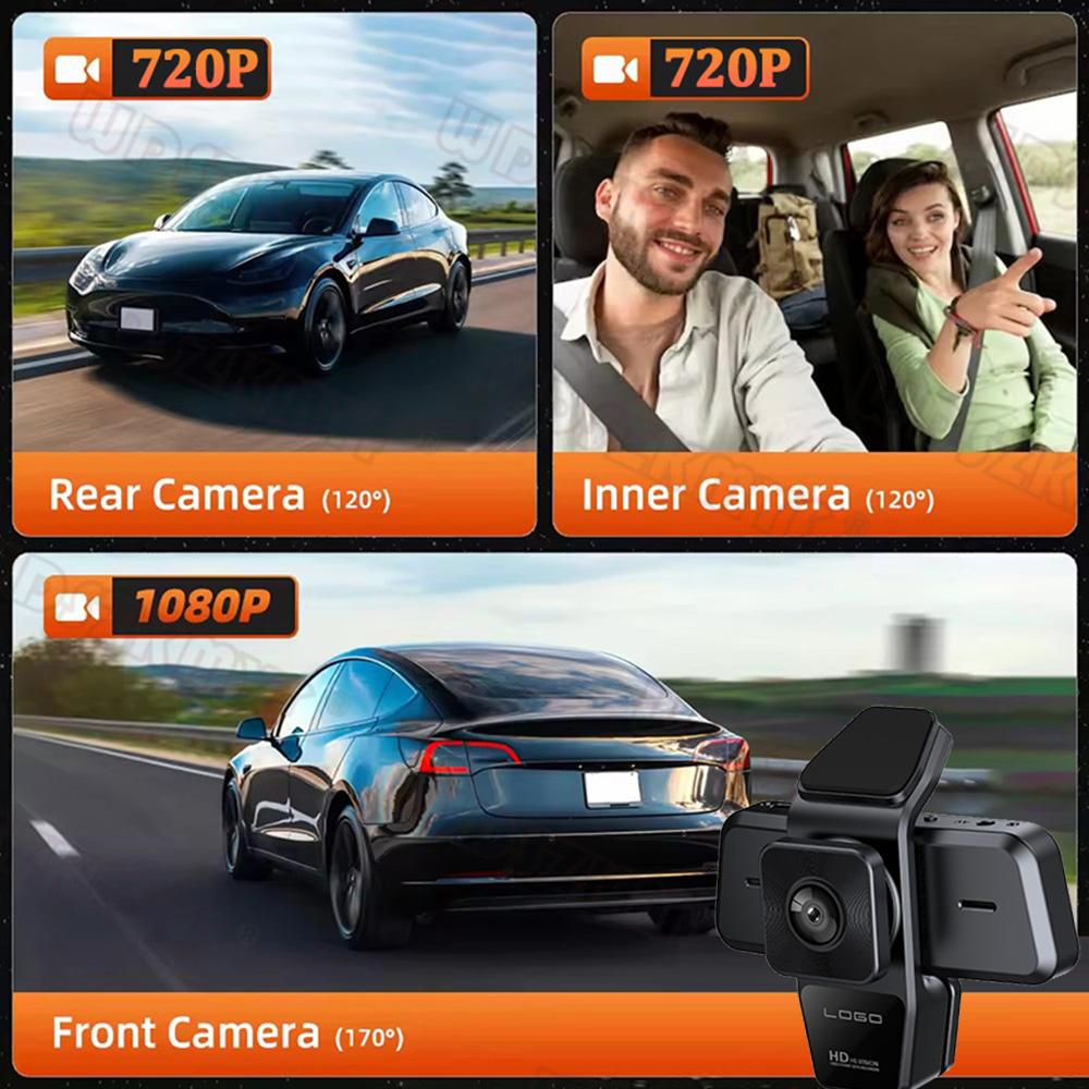 3 Channel Car Dvr 1080P Dash Cam for Car WIFI APP Control Front and Rear View Recorder Video Car Camera for Car Assecories