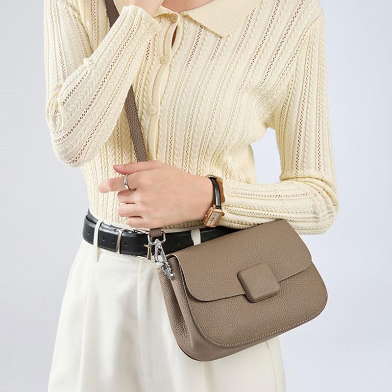 Fashionable Women's Square Bag Luxury Designer Genuine Leather Women Shoulder Bags  Simple Cowhide Crossbody Bag