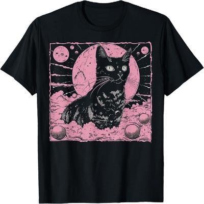 Weirdcore Kat Trippy Gotische Alt Donkere Esthetiek Crust Punk T-shirt